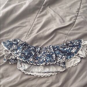 Floral Blue Ruffle Women's Top